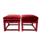 Plush Burgundy Velvet Parsons-Style Ottomans - a pair