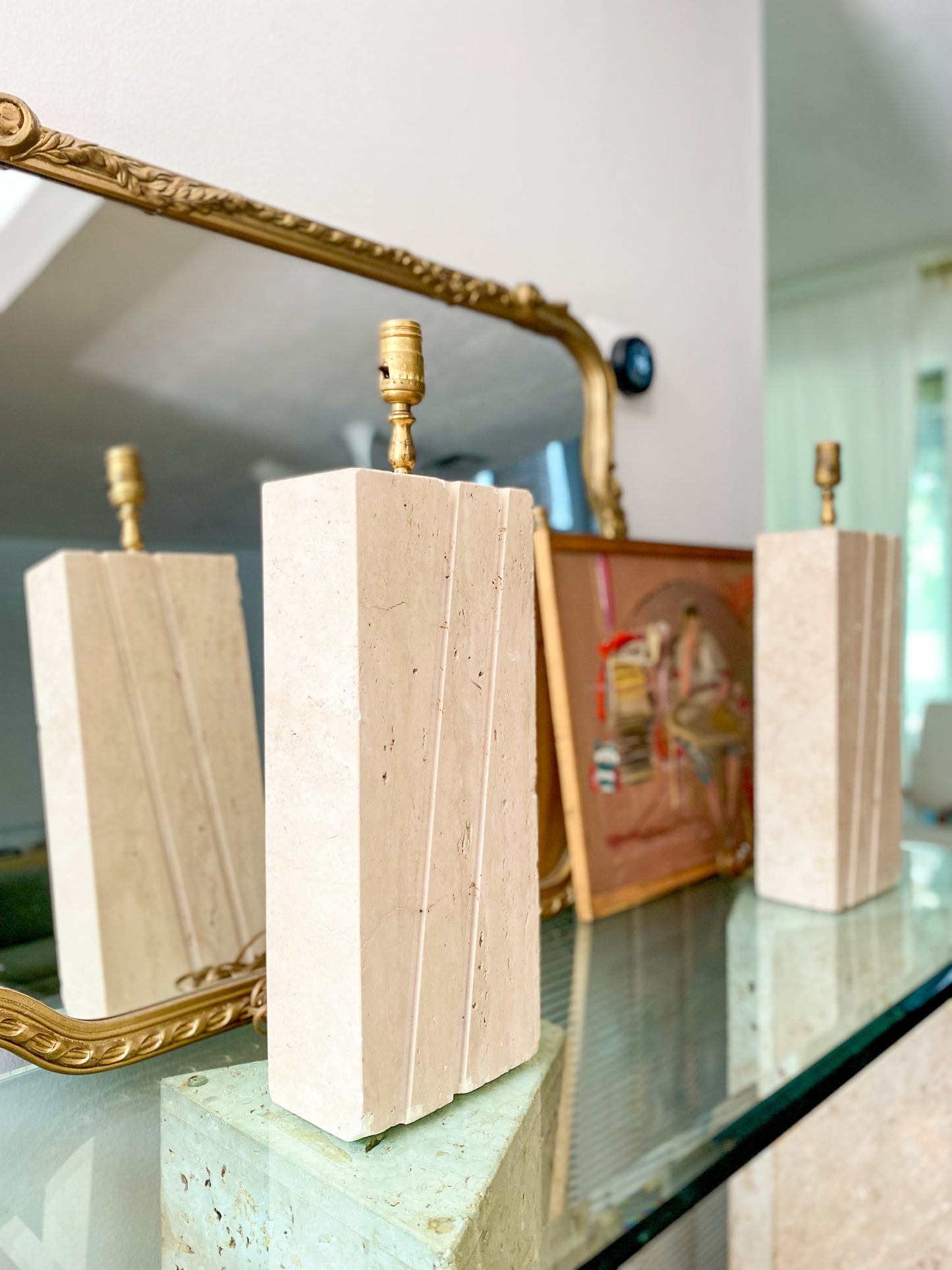 1970s Travertine Table Lamp Bases in the Style of Fratelli Mannelli - Set of 2