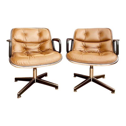 1970s Cognac Leather Charles Pollock for Knoll Executive Chair