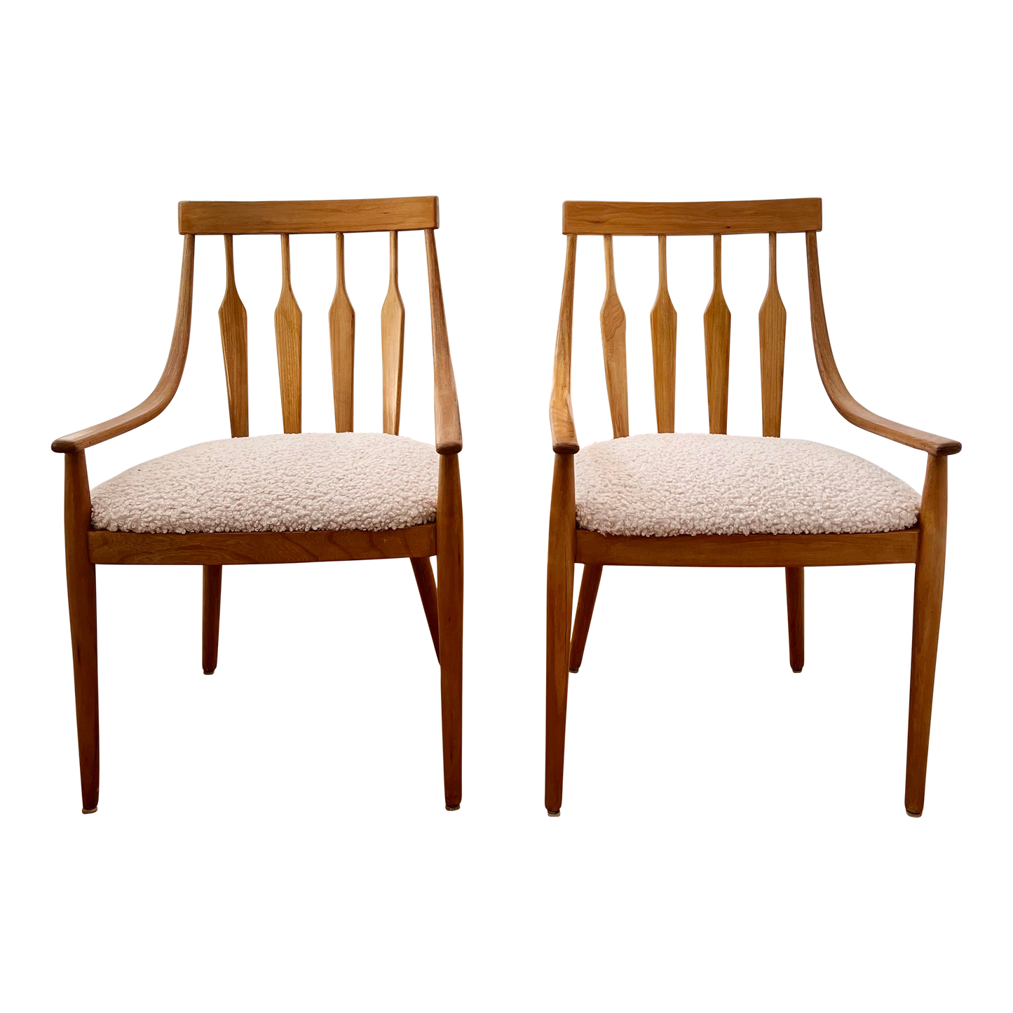 1960s Blonde Bentwood and Boucle Chairs - Set of 2