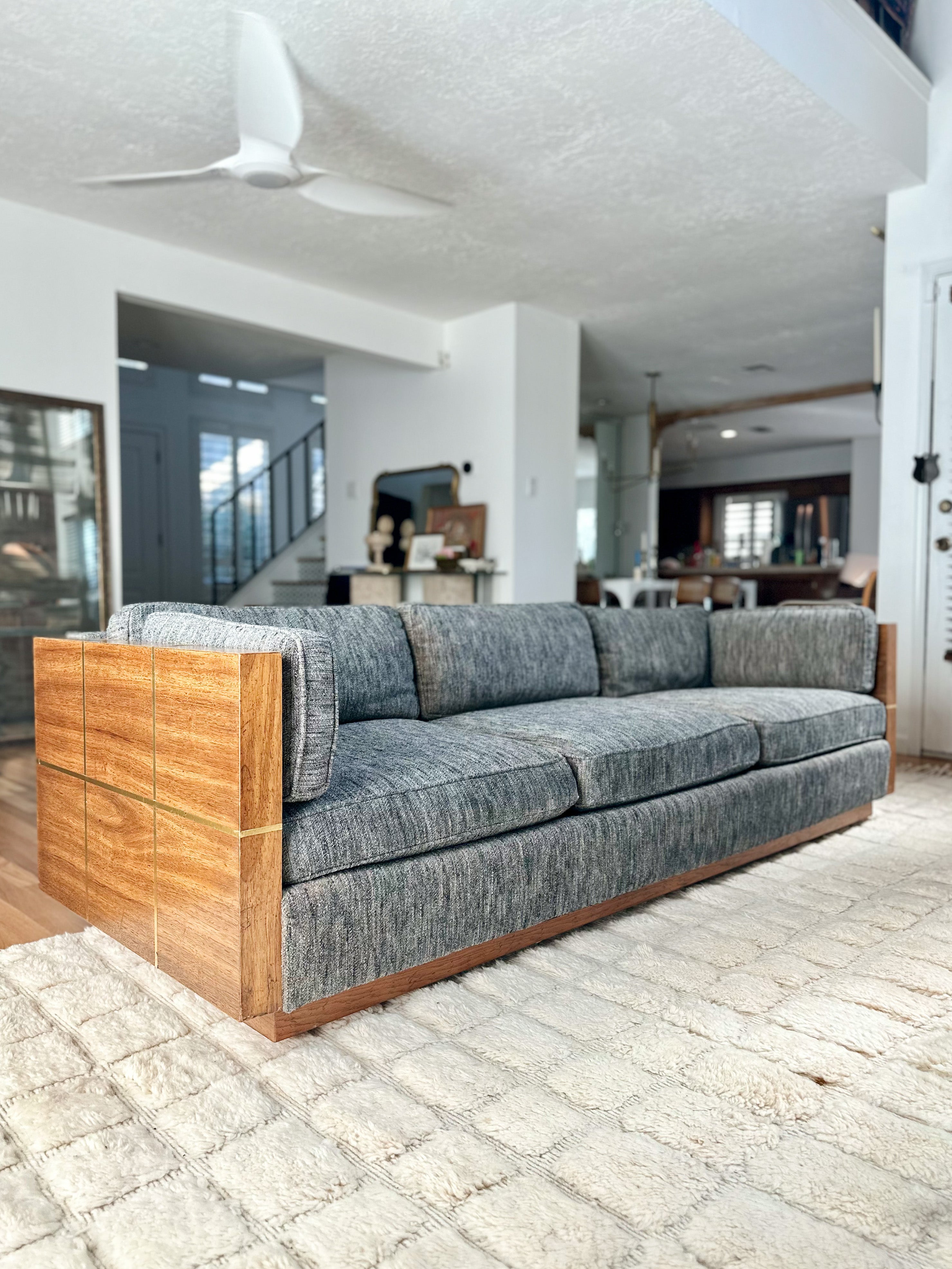 1970s Bernhardt Flair Division Walnut Cased Sofa Moonpool Modern