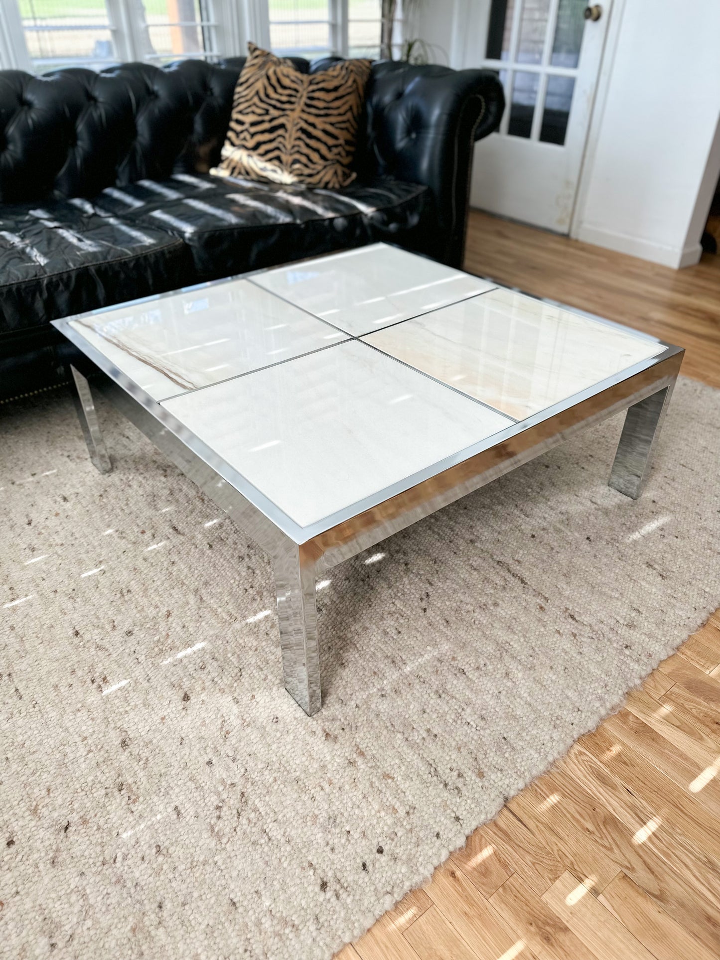 1970s DIA Chrome and Marble Coffee Table