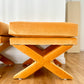 1970s Billy Baldwin Style X-Base Ottomans - a pair