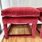 Plush Burgundy Velvet Parsons-Style Ottomans - a pair