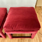 Plush Burgundy Velvet Parsons-Style Ottomans - a pair
