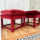 Plush Burgundy Velvet Parsons-Style Ottomans - a pair