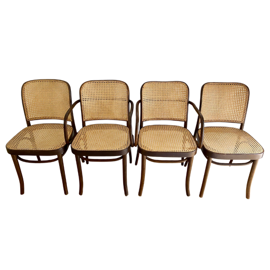 1950s Josef Hoffmann for Thonet 811 Prague Dining Chairs- Set of 4