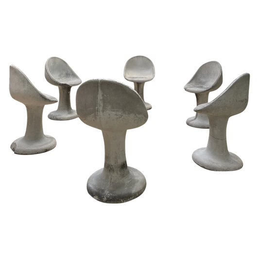 Willy Guhl Style Concrete Tulip Chairs - Set of 6