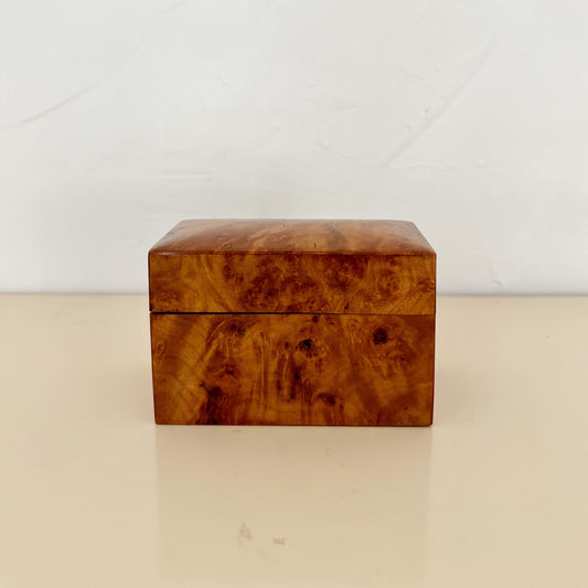 Vintage burlwood playing card storage box