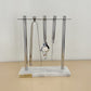 1960s MCM Georges Briard Silver Bar Tool Set on Marble Stand