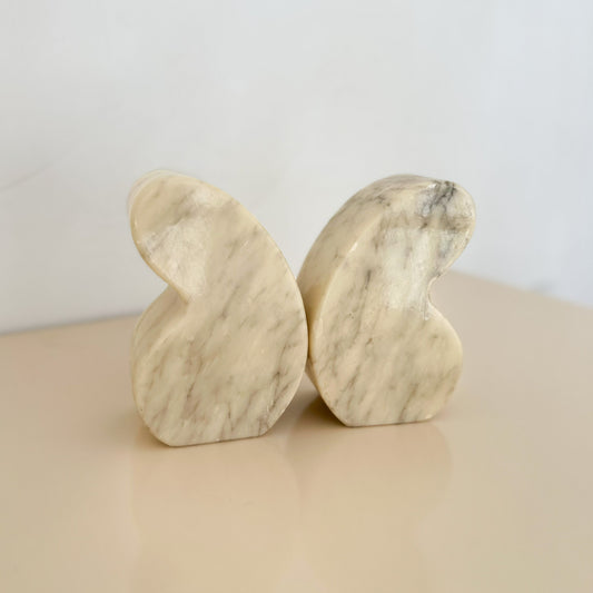 1970s Handcarved Italian Alabaster Apostrophe Bookends