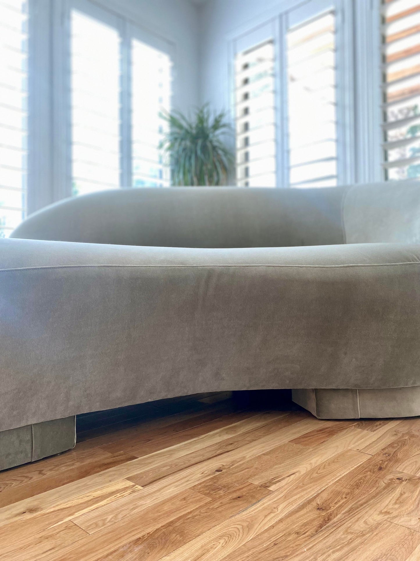 Kagan Style Cloud Sofa Newly Upholstered in Sage Velvet