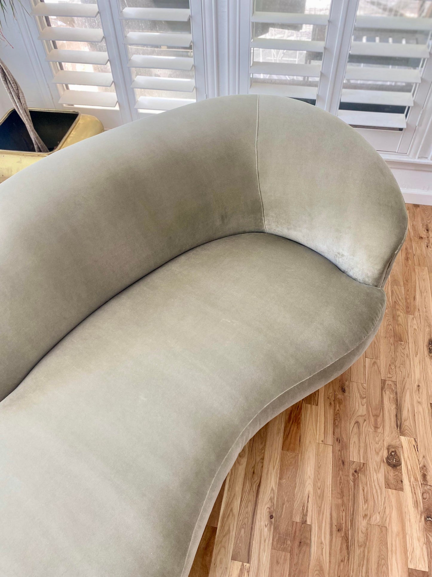 Kagan Style Cloud Sofa Newly Upholstered in Sage Velvet