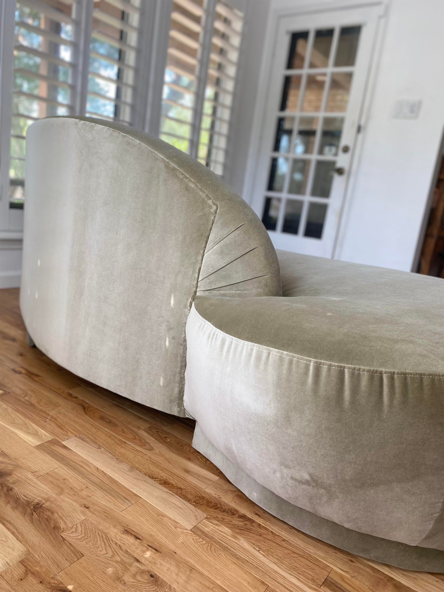 Kagan Style Cloud Sofa Newly Upholstered in Sage Velvet